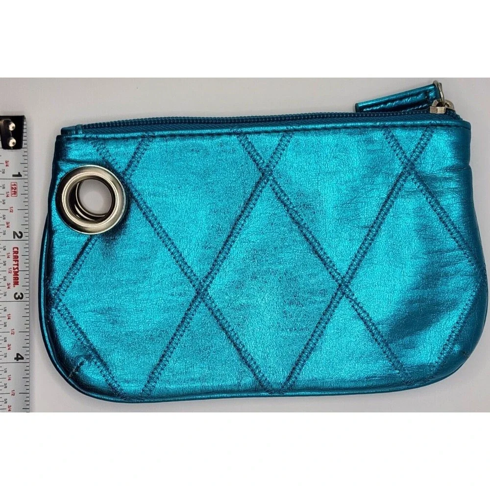 Metallic Blue Zipper Clutch